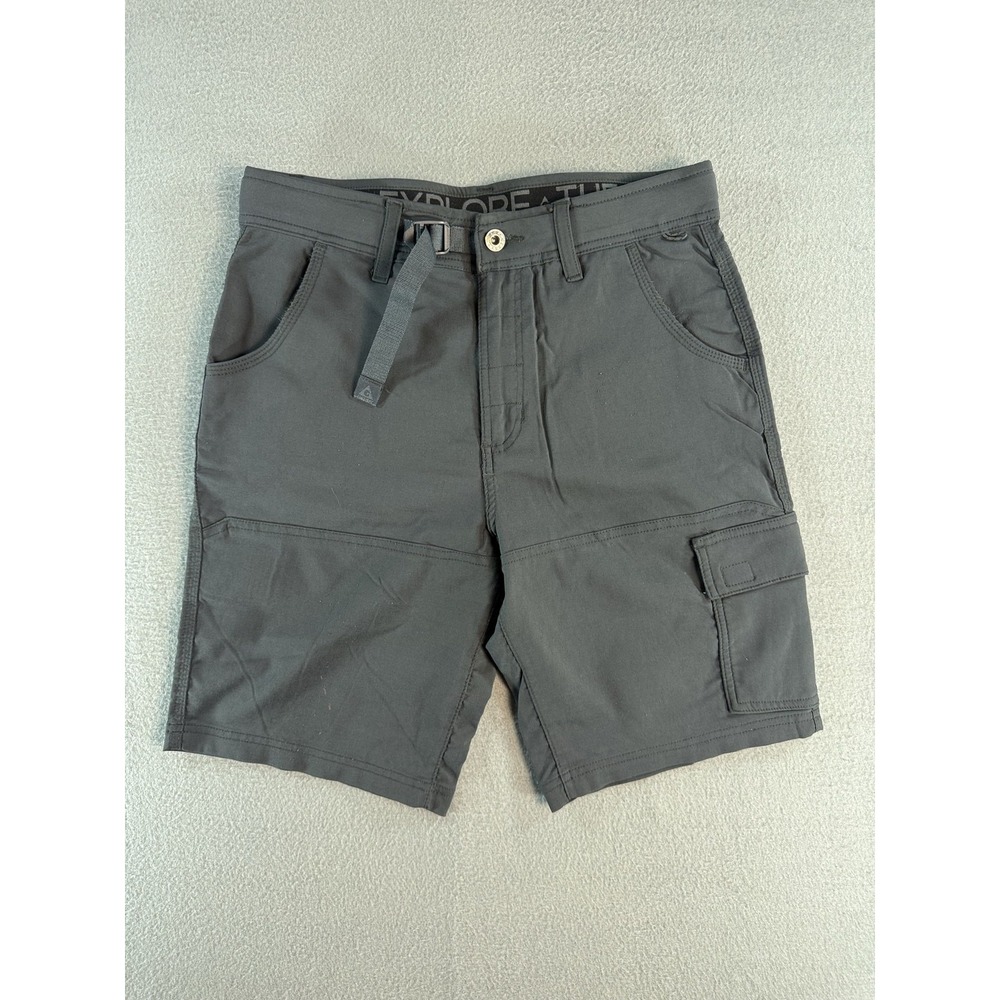 Gerry Cargo Shorts Mens 32 Gray Microfiber Belted 9 Inseam Travel Casual Outdoor